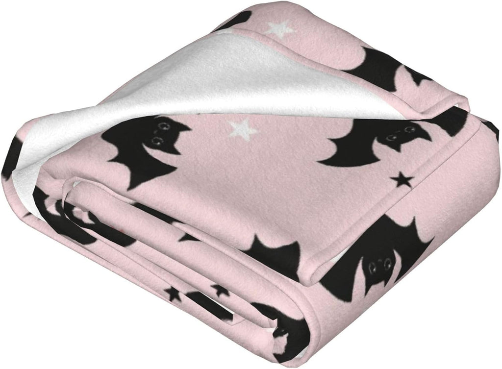 Pink Bat Throw Blanket Bats Print Throw Blankets for Couch Sofa Bed Stuff Decor Soft Cozy Fleece Plush Warm Flannel Bedding for Lover Men Women Boys Girls 50"x60"