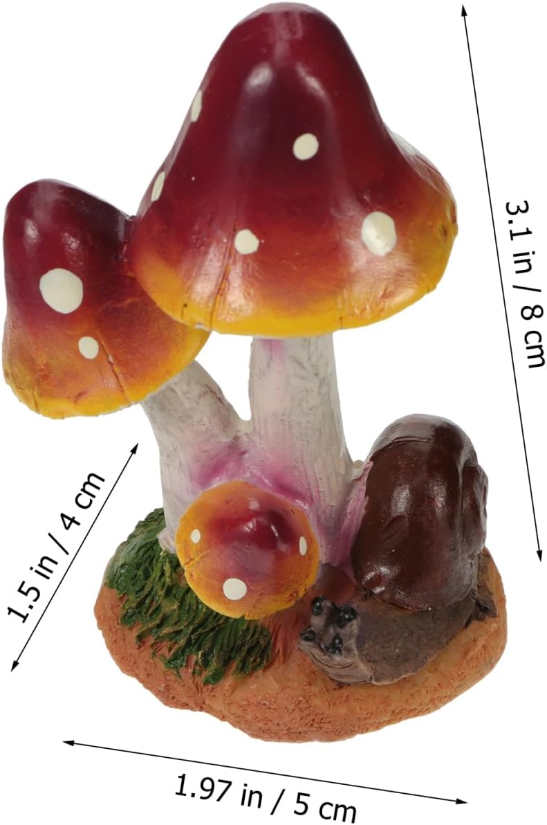Balacoo Miniature Fairy Garden Mushrooms: Resin Mushroom Snail Figurines - Fairy Garden Decor for Aquarium, Potted Plants, Landscape Crafts