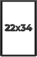 22x34 Shadow Box Frame Black | 1 Inch Deep Solid Wood Shadowbox Display Frame | UV Resistant Acrylic Plexiglass, Acid Free Backing, and Hanging Hardware | Dugan Picture Frame Style