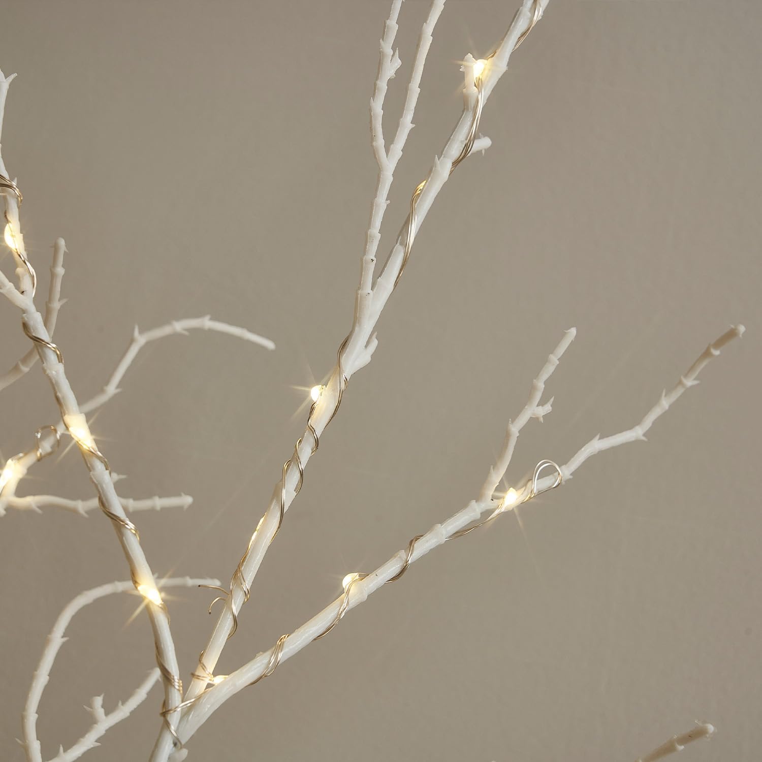 Fudios White Willow Garland Lights 6ft 120LED for Christmas Decoration Lighted Birch Garland Plug in for Christmas Home Party Decor