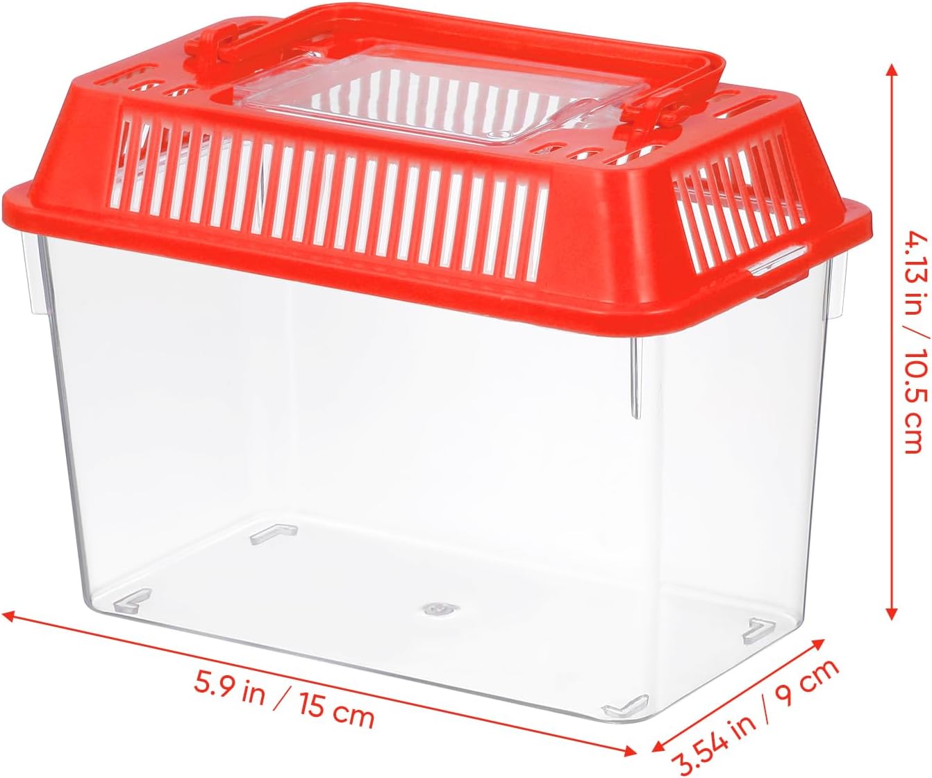 Baluue Portable Fish Tank, Handheld Fish Tank, Plastic Mini Fish Box, Transparent Cutout Design, Plastic Aquarium with Handle for Turtle and Pet Fish Lid for