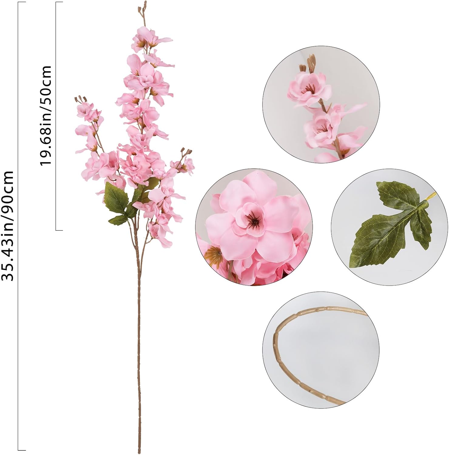 6PCS Long Stem Artificial Delphinium Flowers 35.43'' Pink Fake Larkspur Artificial Flower for Tall Vase Wedding Arrangements Bridal Bouquets Blossoms Flowers for Home Table Decor(Pink)