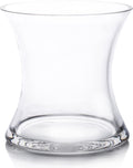 Enova Floral Unique Bouquet Vase, 7" W 7" H, Clear Short Hurricane Concave Flowers Glass Vase for Home Wedding Event Decor (1 Piece)