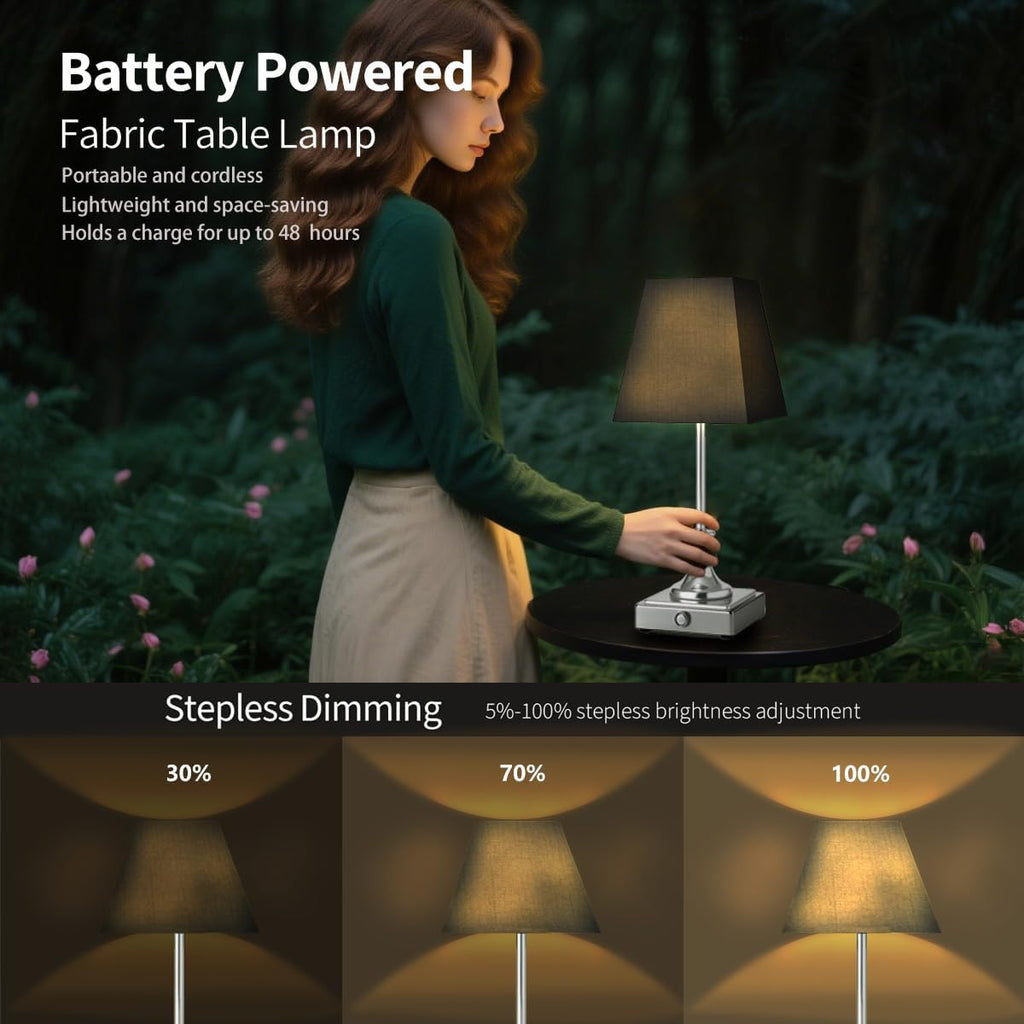 Rechargeable LED Table Lamps with Stepless Touch Control,Light Sliver Cordless Lamp for Living Room&Bedside&Patio&Shower,Small Desk Lamp(6000mAH Battery),2 Pack for Home Decor,Best Gifts for Family