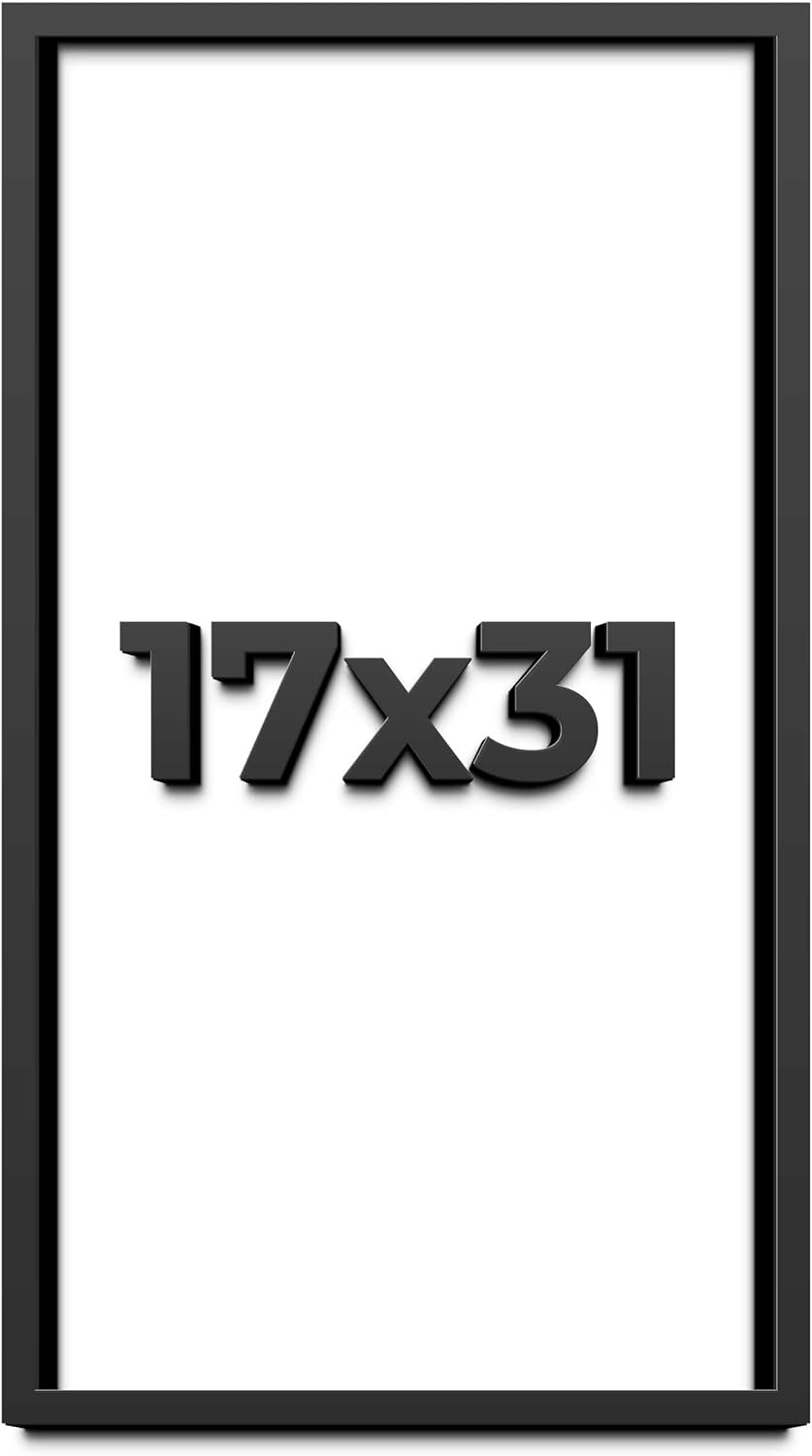 17x31 Shadow Box Frame Black | 1 Inch Deep Solid Wood Shadowbox Display Frame | UV Resistant Acrylic Plexiglass, Acid Free Backing, and Hanging Hardware | Dugan Picture Frame Style