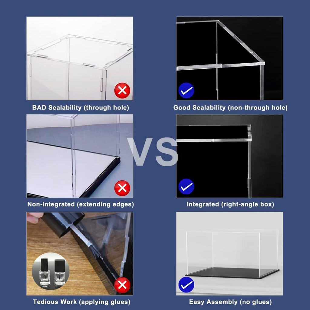 SVENJBB Large Display Case for Display, 16x13x4 Inch Acrylic Box for Book and Map, Clear Acrylic Display Cases with Matte Black Base for Collection Protection and Storage