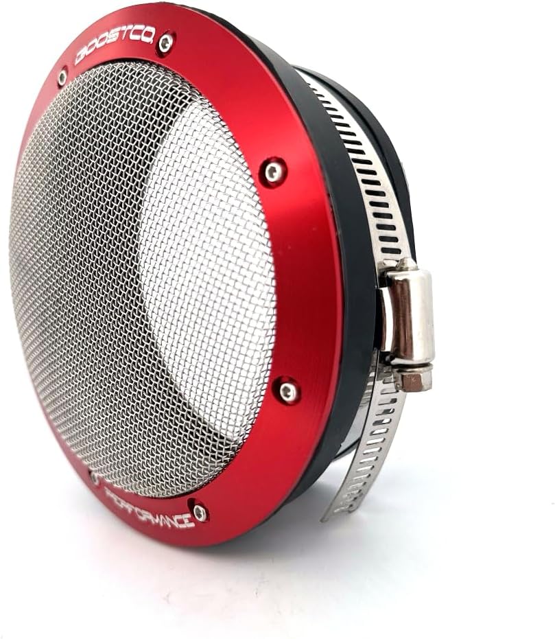 4" Turbo Inlet Screen – High Flow Stainless Mesh Filter – Cone Filter Replacement for Tight Bays & Race Builds – Street Version (4 inch, Red)