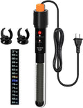 PULACO 200Watt Aquarium Heater for 20-40 Gallon Fish Tank, Adjustable Submersible Heater Thermostat with Thermometer Strip and Suction Cup