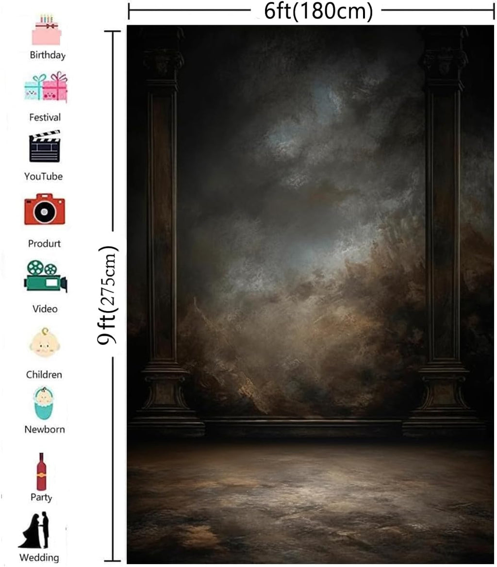 6x9ft Dark Vintage Photography Backdrops Portrait Photo Backdrop Wedding Bridal Show Birthday Background for Studio Props
