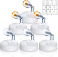 Small Battery Operated Spotlights Indoor with Remote Flicker-Free 60 Lumens Dimmable Warm/Neutral/Cool White 3 Mode Wireless Mini Up Lights for Accent Wall, Art Display, Picture, 6 Pack