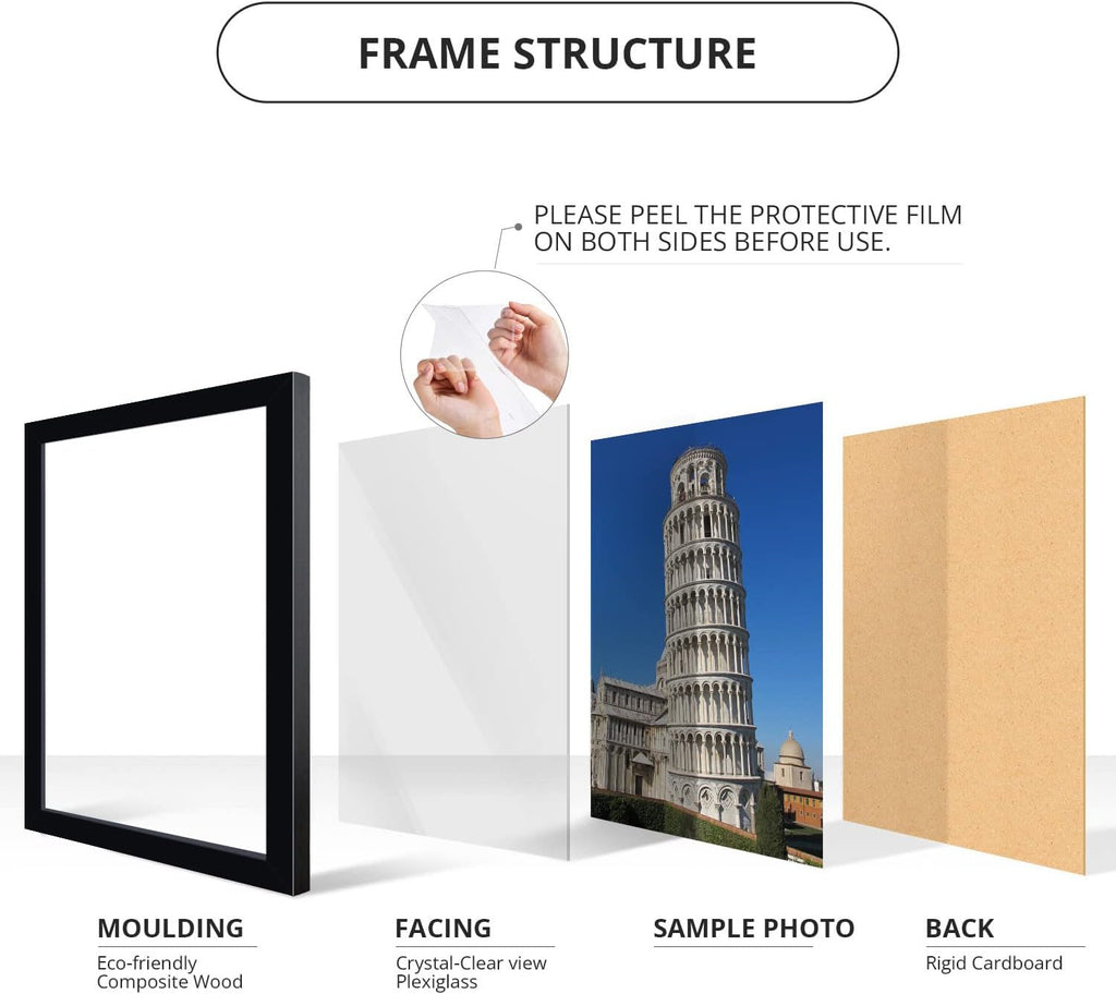 wallsthatspeak 8x12 Black Picture Frame for Puzzles Posters Photos or Artwork