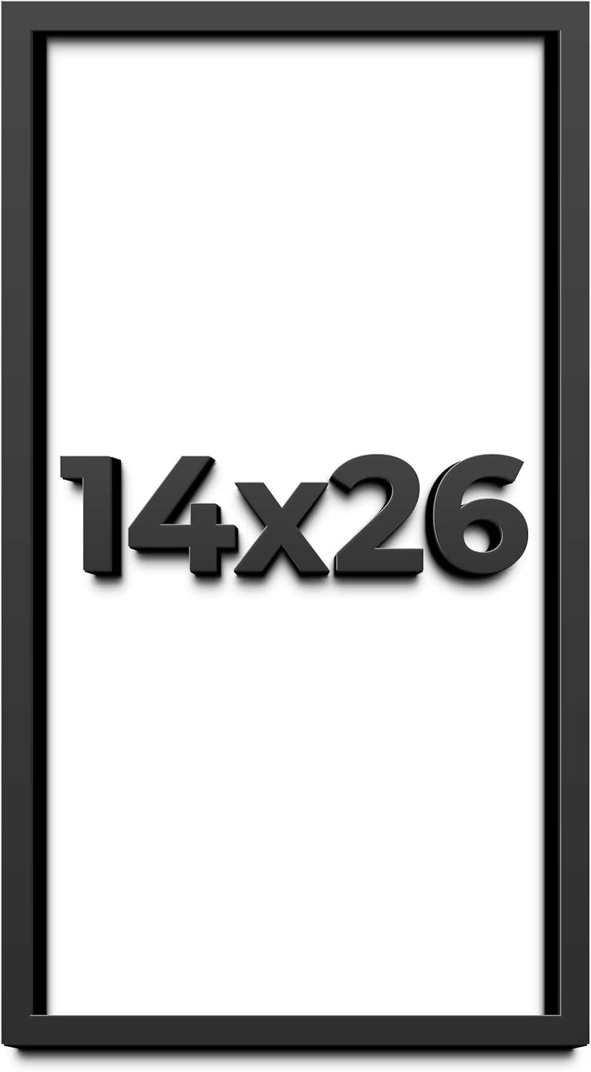 14x26 Shadow Box Frame Black | 1 Inch Deep Solid Wood Shadowbox Display Frame | UV Resistant Acrylic Plexiglass, Acid Free Backing, and Hanging Hardware | Dugan Picture Frame Style