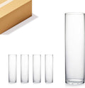 WGV Cylinder Vase Bulk, Width 7", Height 20", Clear Wide Large Diameter Flower Glassware, Floral Container, Planter Terrarium for Wedding Party Event, Home Accent Decor, 4 Pieces