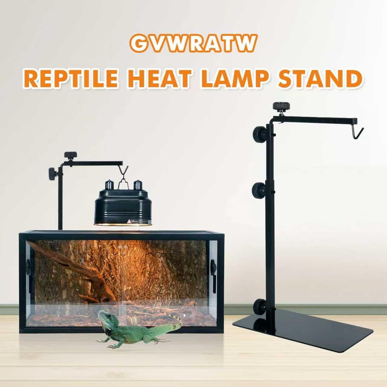 Reptile Lamp Stand, Adjustable 15-35 Inch Floor Light Holder for Heat Lamp & Dome, Metal Bracket for Terrarium Lighting & Heating.