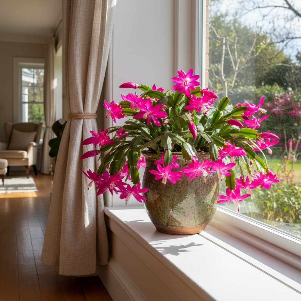 Christmas Cactus Live Plant 4 inch Pot, Christmas Flower Plant, Flower Succulents Plants, Holiday Christmas Cactus for Planting (Pink Christmas Cactus)