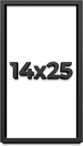 14x25 Shadow Box Frame Black | 1 Inch Deep Solid Wood Shadowbox Display Frame | UV Resistant Acrylic Plexiglass, Acid Free Backing, and Hanging Hardware | Dugan Picture Frame Style