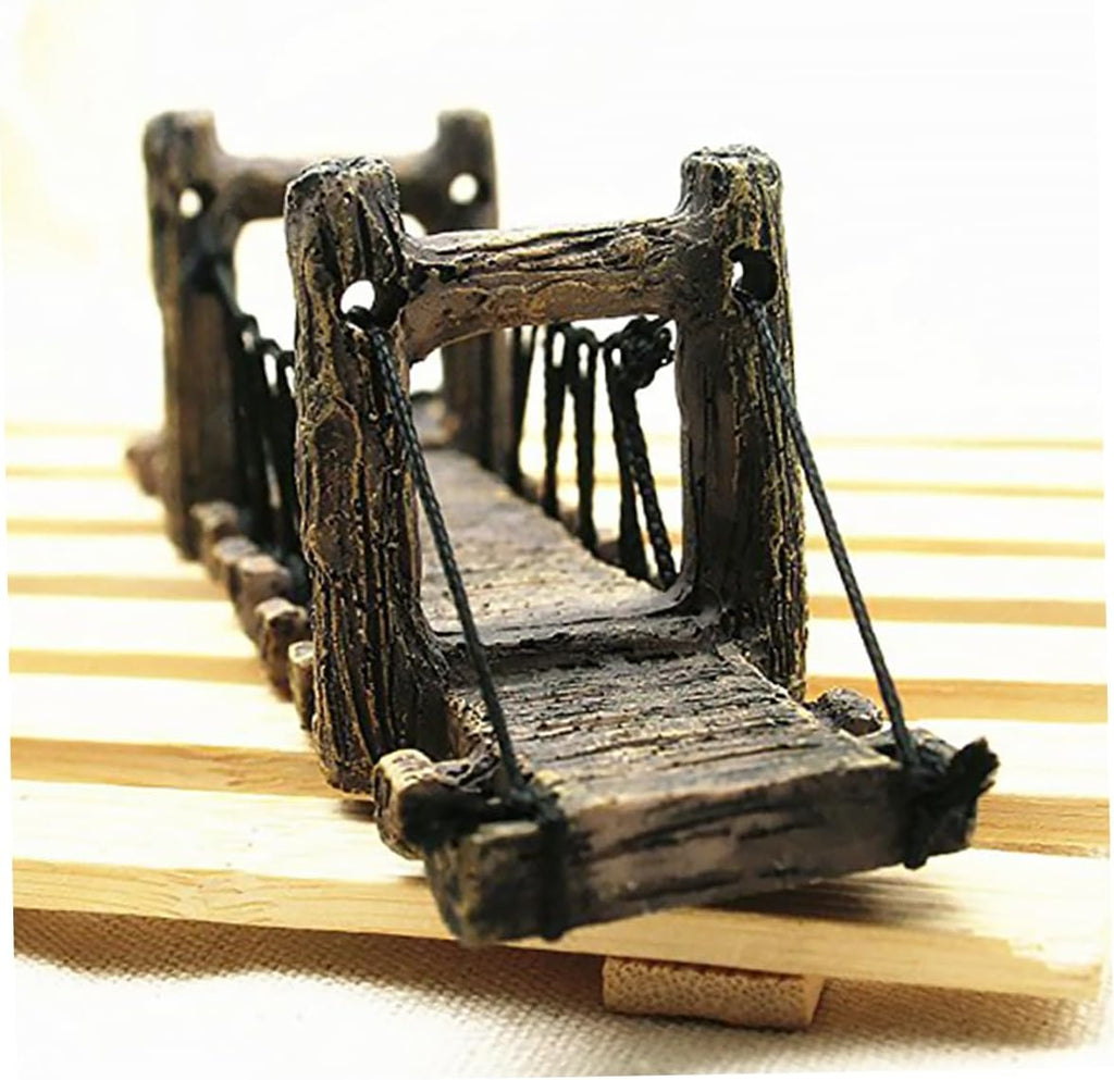 Aquarium Bridge Decor Resin Fish Hiding Ornament Underwater Landscape Fish Tank Hanging Bridge