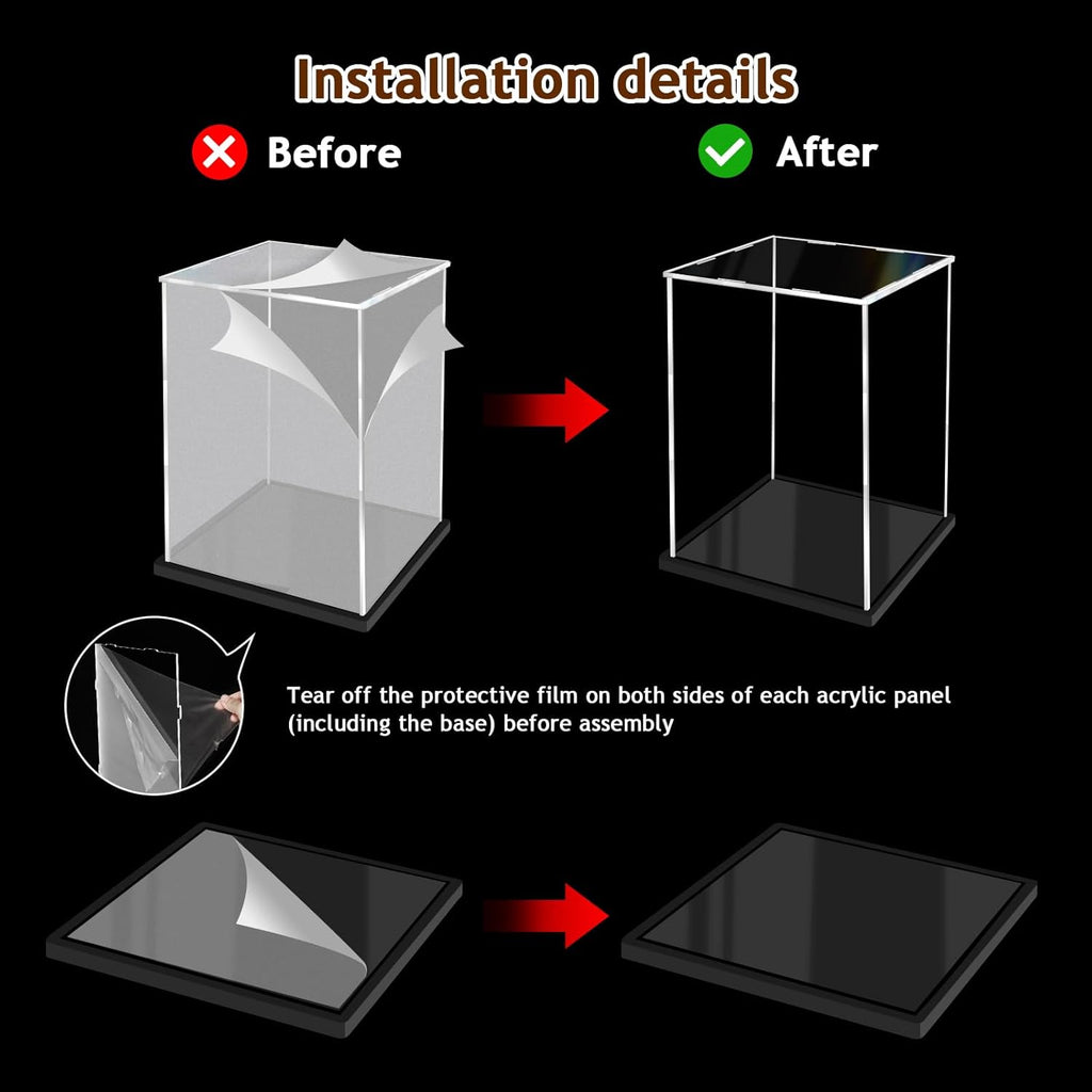 Acrylic Display Case for Collectibles Assemble Clear Acrylic Boxes for Display Thickened Glass Case for Lego Figures Doll Hobby Toys (7.9x7.9x7.9 inch; 20x20x20 cm)