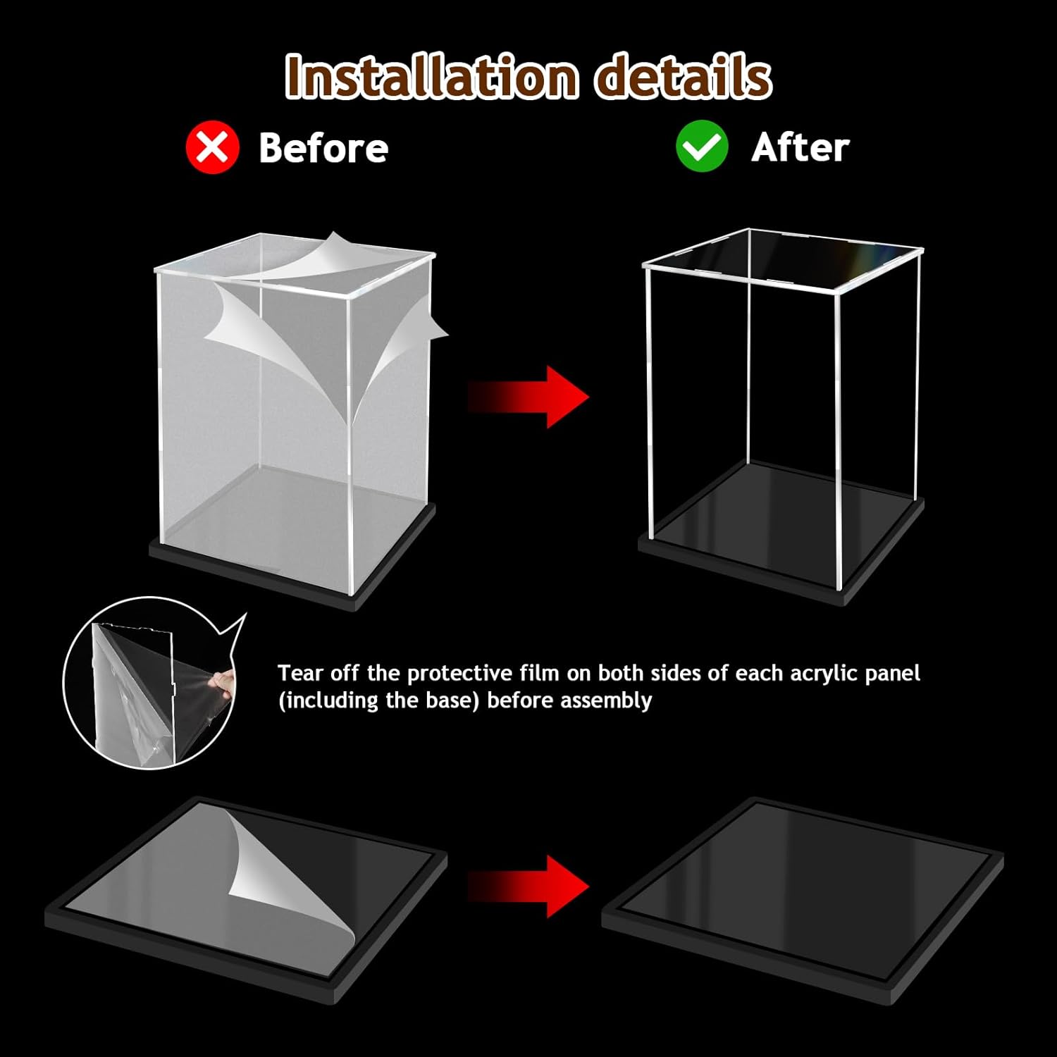 Acrylic Display Case for Collectibles Assemble Clear Acrylic Boxes for Display Thickened Glass Case for Lego Figures Doll Hobby Toys (7.9x7.9x7.9 inch; 20x20x20 cm)