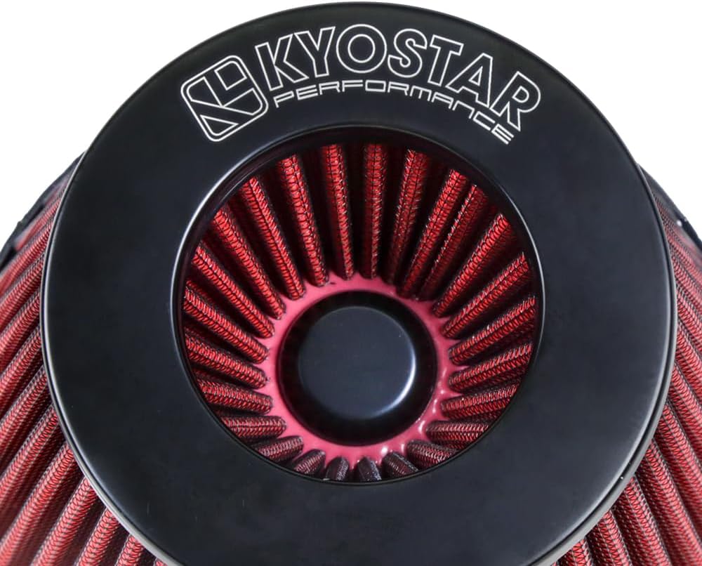 Kyostar 6 Inch (152mm) Neck High Flow Inlet Cold Air Intake Cone Replacement Dry Air Filter Red