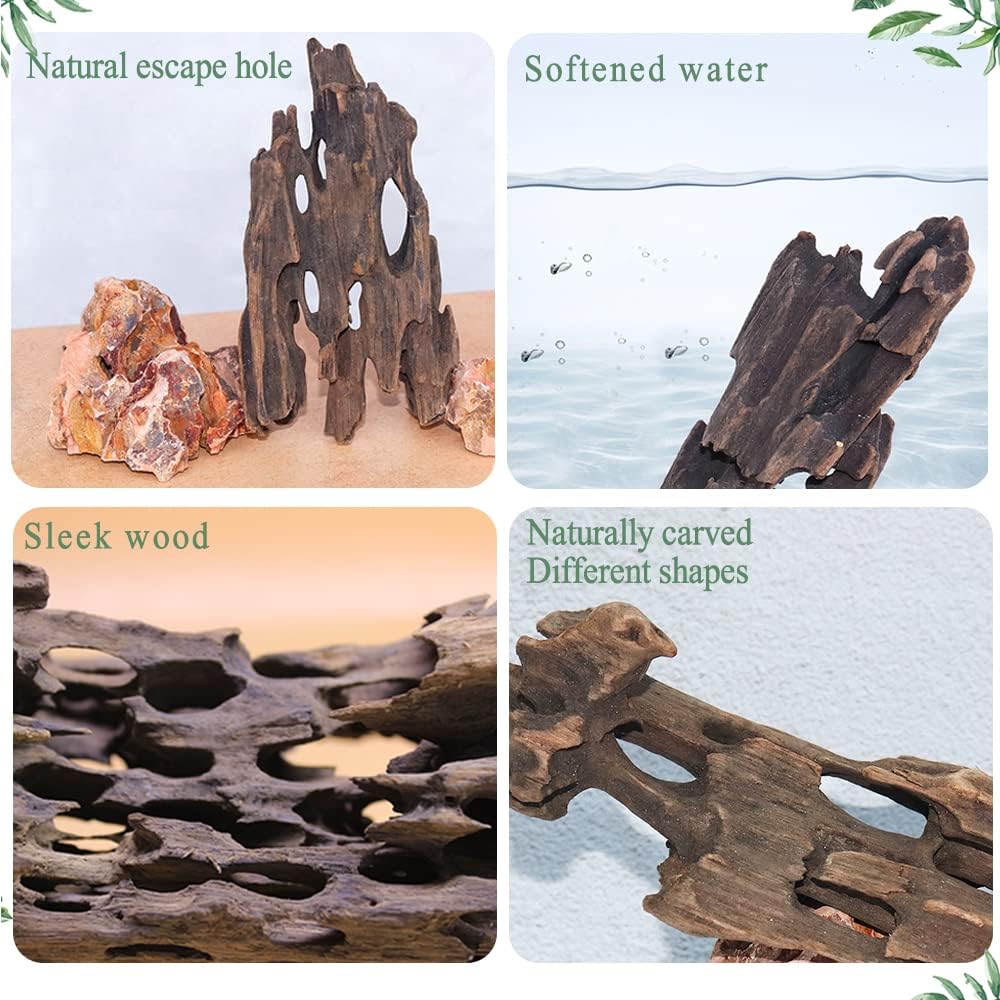 Hamiledyi Natural Driftwood for Aquarium Decor Sinkable Reptile Wood Branches Fish Tank Log Habitat Decorations Terrarium Ornament Assorted