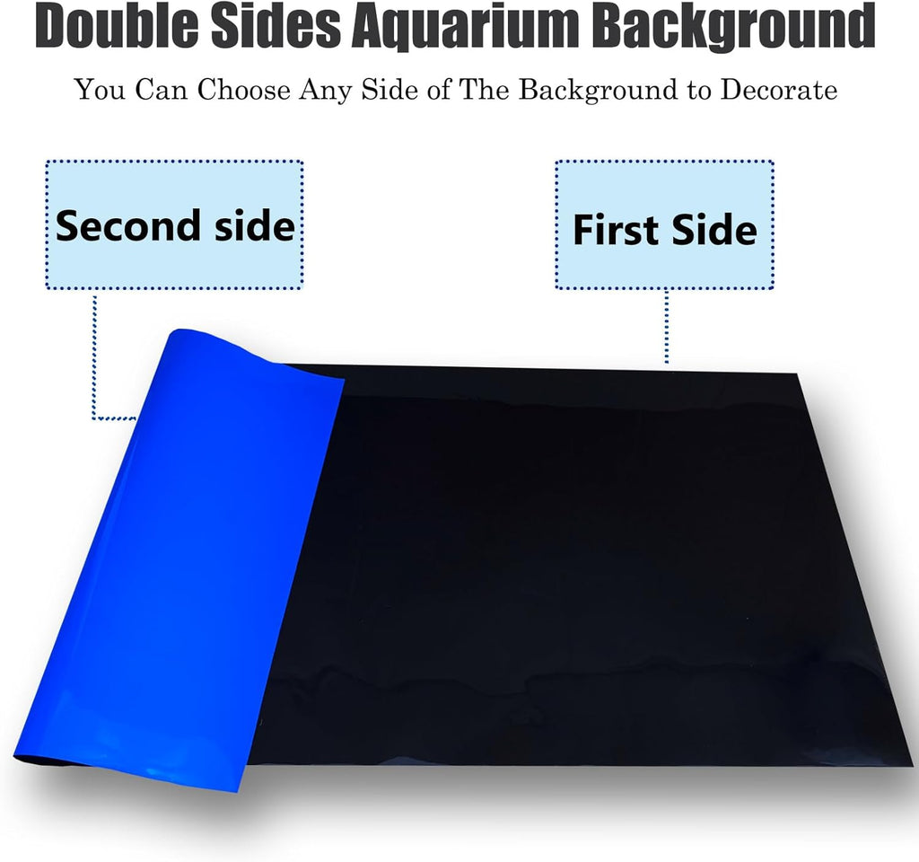 Blue Black Aquarium Background Poster Fish Tank Background Wallpaper Aquarium Backdrop Double-Sided Fish Tank Decorations Paper 16"x 33"