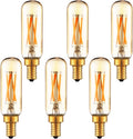 LiteHistory Dimmable T6 led Bulb 40W Candelabra led 2200K Amber 250lm 4W e12 T25 led Bulb 6Pack