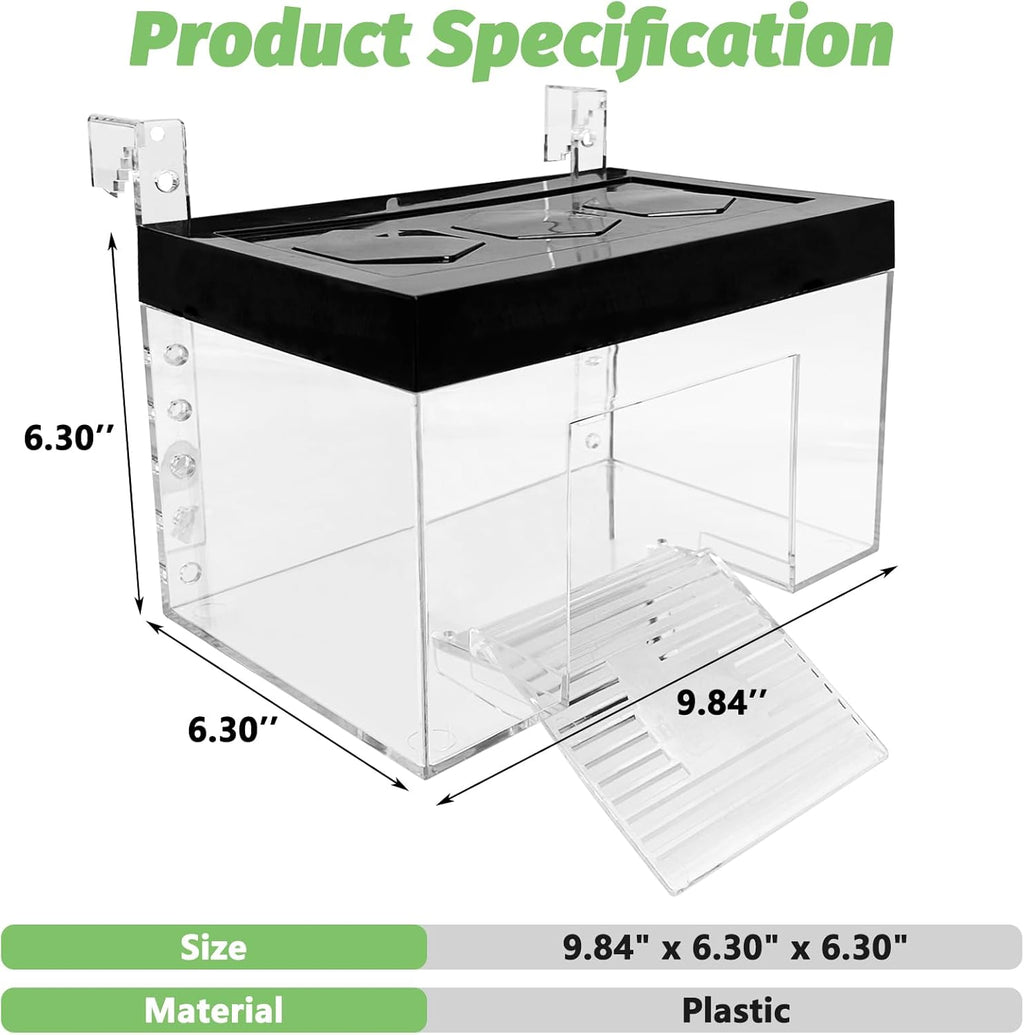 Turtle Basking Platform 9.84 x 6.30 x 6.30inch Hanging Basking Platform for Aquatic Turtles with Lid and Ramp Adjustable Reptile Ramp Dock Turtle Tank Accessories (Medium)