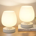 Cordless Touch Bedside Table Lamp set of 2 - Rechargeable Modern Small Table Lamp with White Glass Lamp Shade, Stepless Dimmable & 8 RGB Colors & Memory, Desk Lamp for Nursery Bedroom Nightstand
