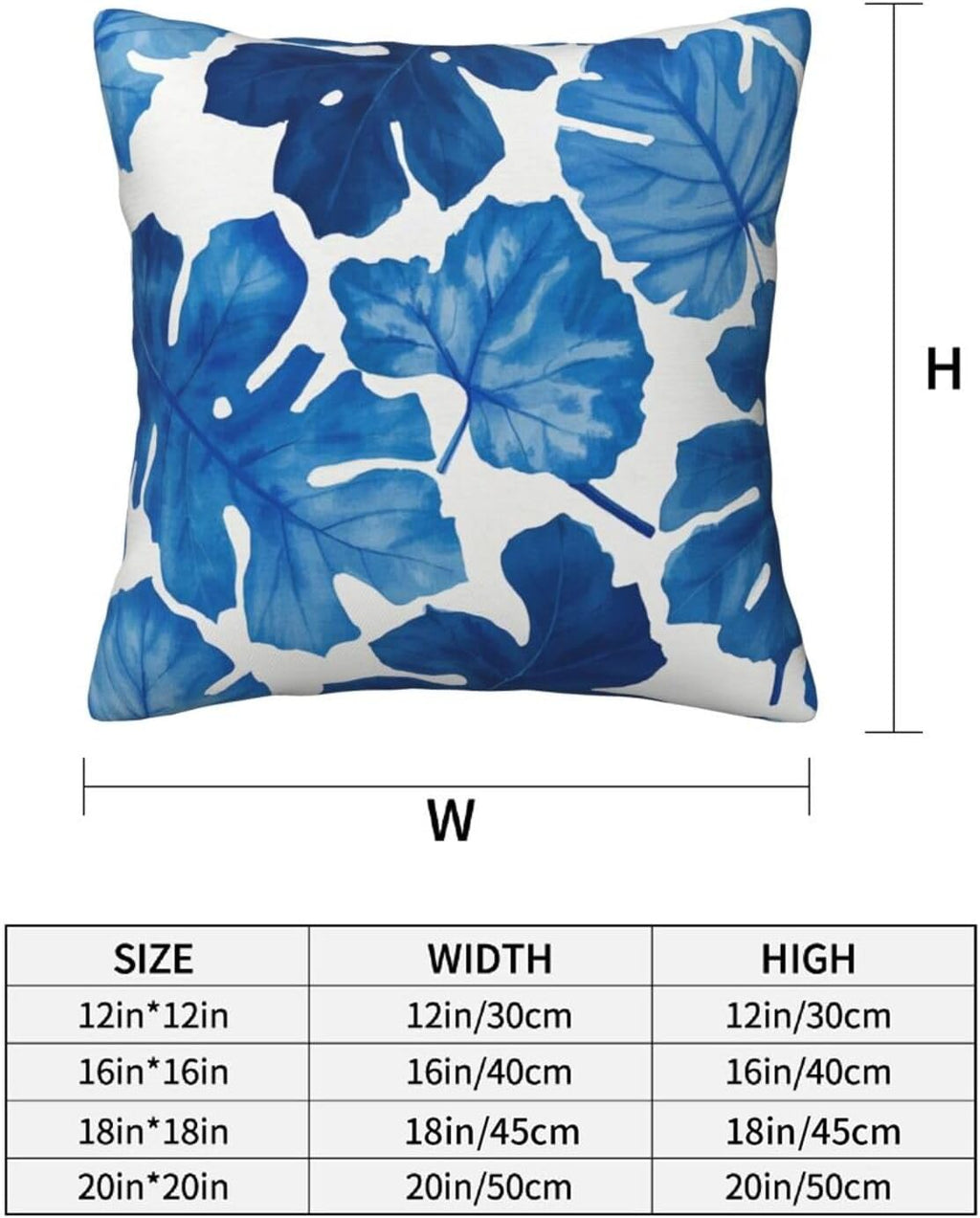 Tropical Blue Monstera Leaf Throw Pillow Covers Set of 2 Ultra-Soft All-Season Pillow Shams with Hidden Zipper,Durable for Sofa Bed Car Decor & Gift 18x18IN