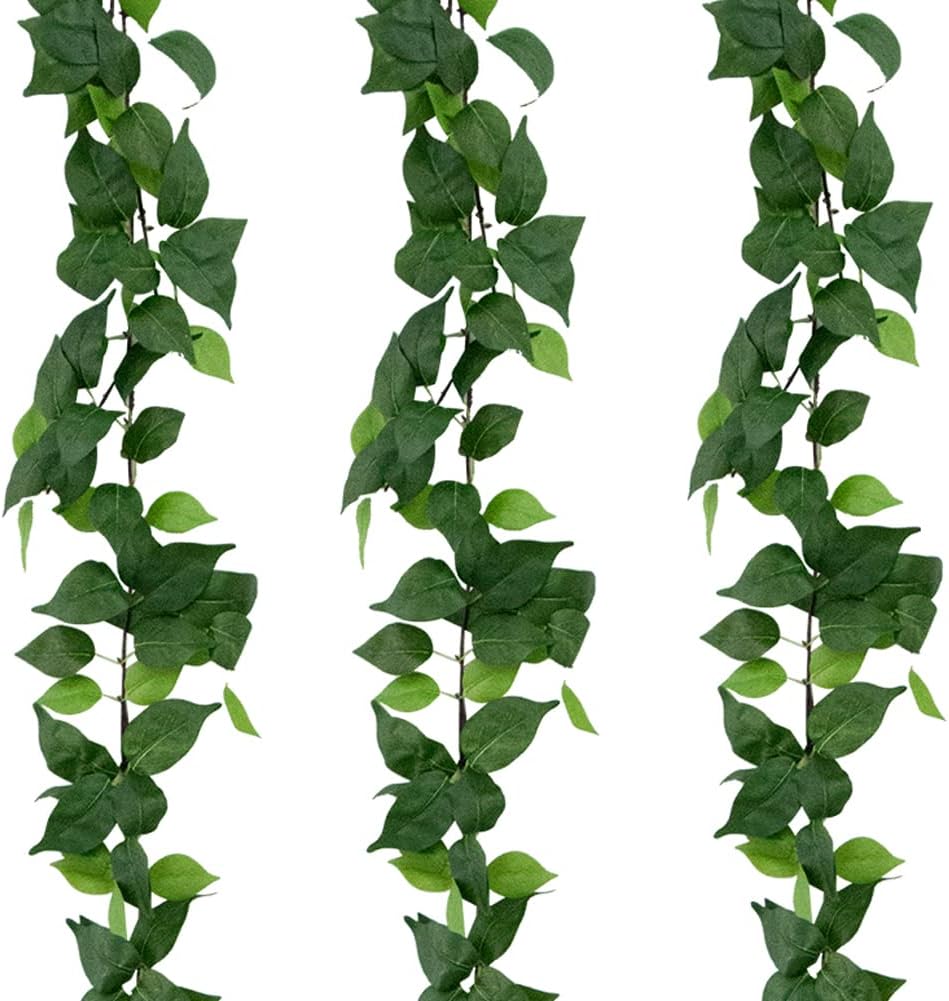 3 Strands Artificial Vines Kit, 71" Silk Eucalyptus Ivy Garland Green Leaves Natural Odorless, Fake Greenery Hanging Plants Decoration for Home, Bedroom, Wall, Party, Wedding Decor