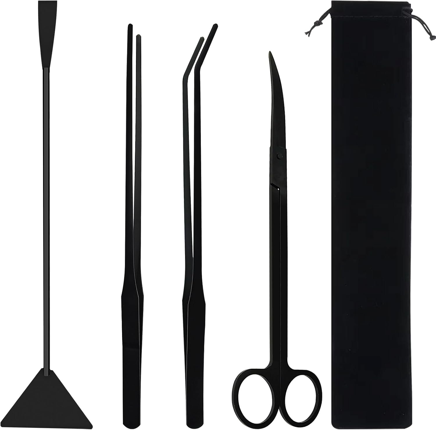 Aquascaping Tools Aquarium Kit – 4PCS Plant Trimming Tool Set with Long Tweezers, Scissors, Algae Scraper Spatula & Feeding Tongs, Fish Tank & Terrarium Cleaning Accessories