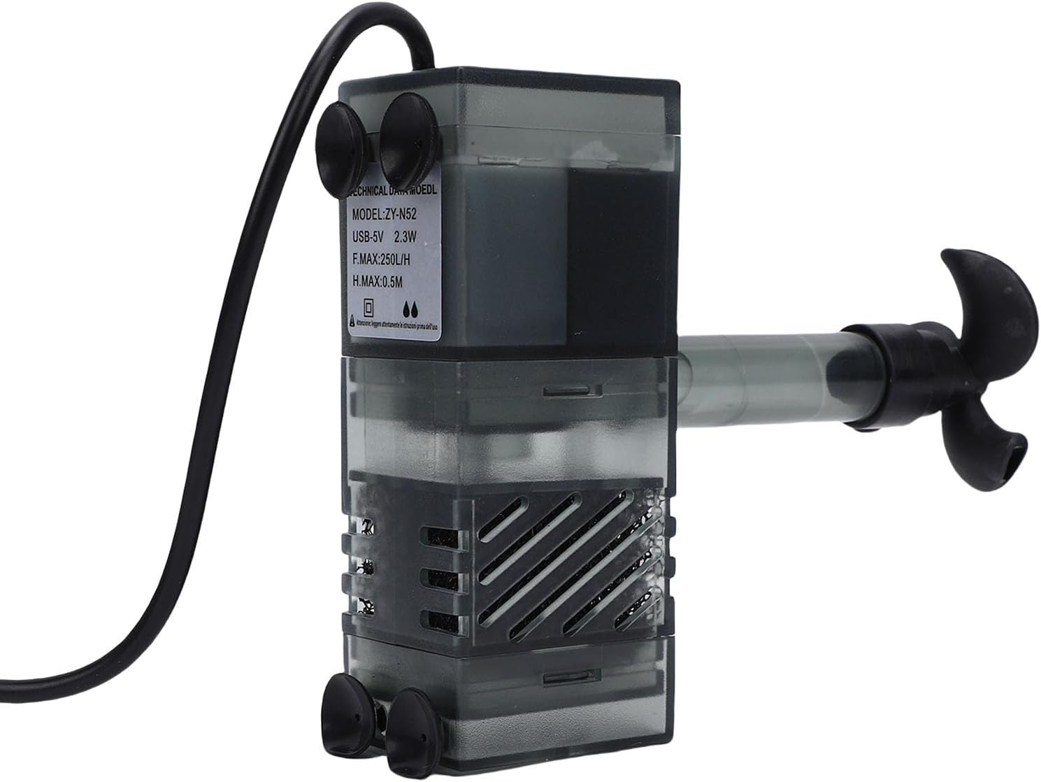 Zerodis USB Filter Filters Power Fish with Multiple Function Low Noise Powerful Pump Canister for Aquarium Pond USB Water High Efficiency