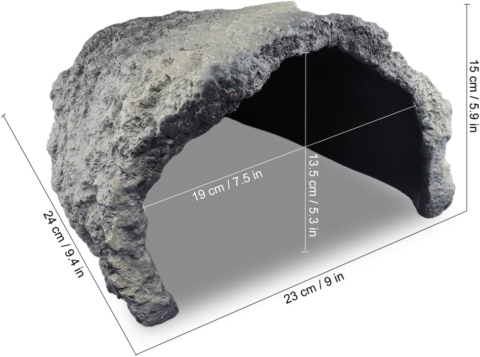 Reptile Rock Cave Habitat Hide – Premium Non-Toxic Decorative Resin for Aquariums & Terrariums. Ideal for Amphibians, Lizards, Snakes, Bearded Dragons, Geckos, Scorpions, Frogs, Spiders...Large Size