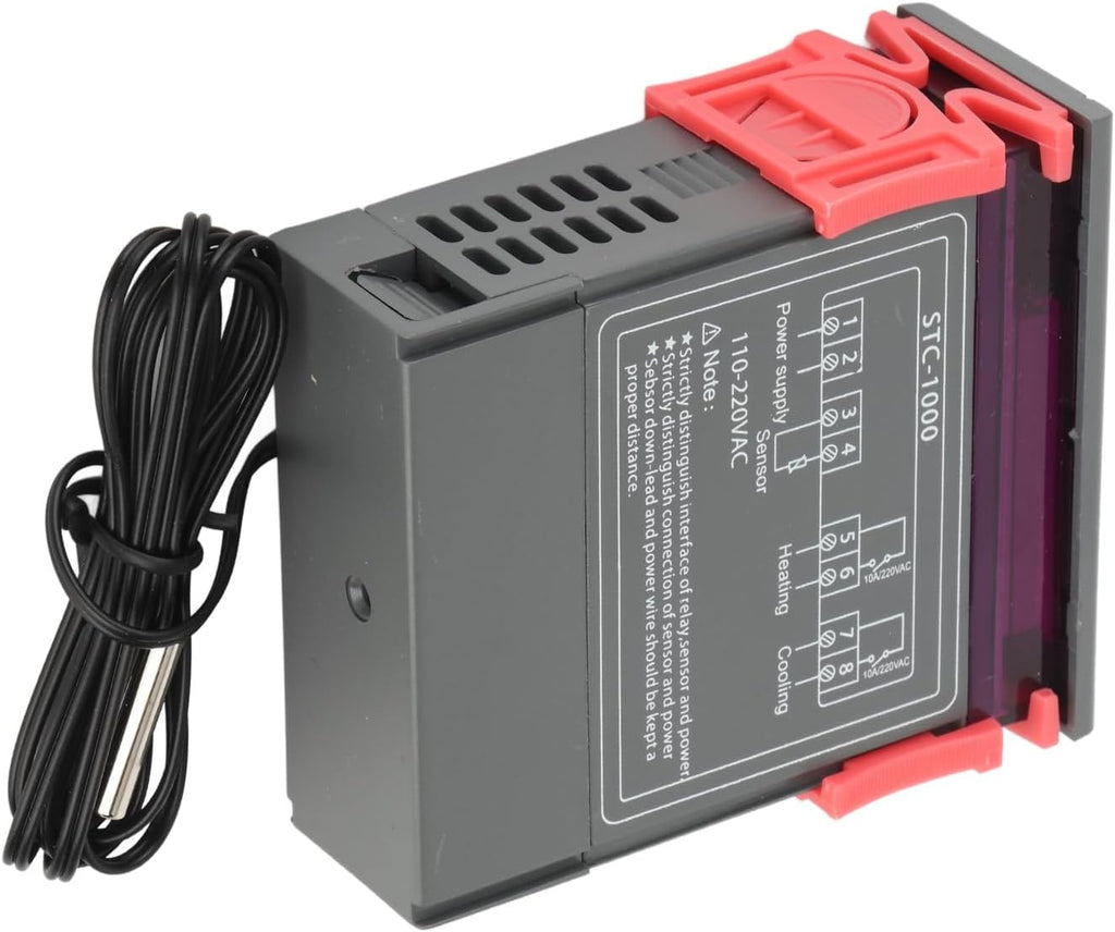 Estink Digital Temperature Controller, STC-1000 Thermostat with Dual Mode for Cooling and Heating, 10A 250VAC, -58°F~210°F Range for Aquarium Incubator Greenhouse
