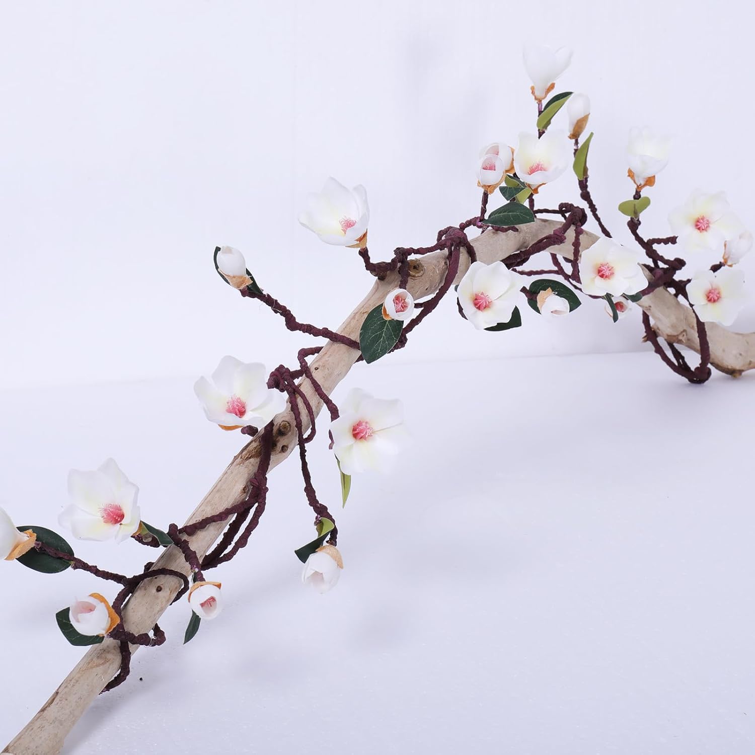 160cm/63inch Bendable Artificial Magnolia Flower Tree Branches Garland Orchid Door Hanging Floral Vines Wreath for Wedding Sign Arch Wall Backdrop Home Garden Mantel Decoration (White)