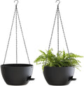 12 Inch Hanging Baskets 2 PC with Chains, Self-Watering Hanging Planters for Indoor Outdoor Plants, Plastic Hanging Flower Pots,Black