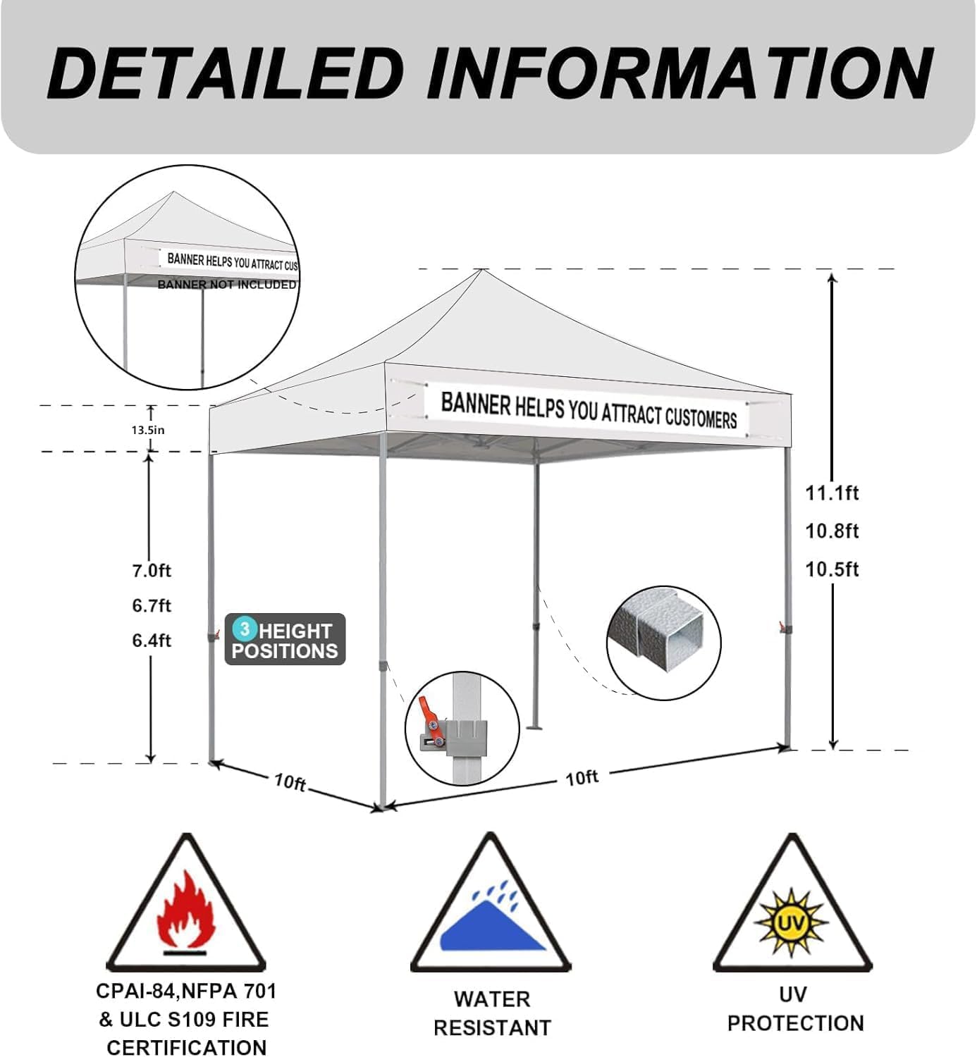 Eurmax USA Standard 10x10ft Patio Pop Up Canopy Tent for Outdoor Events Commercial Instant Canopies with Heavy Duty Roller Bag,Bonus 4 Canopy Sand Bags (Stripe Green)