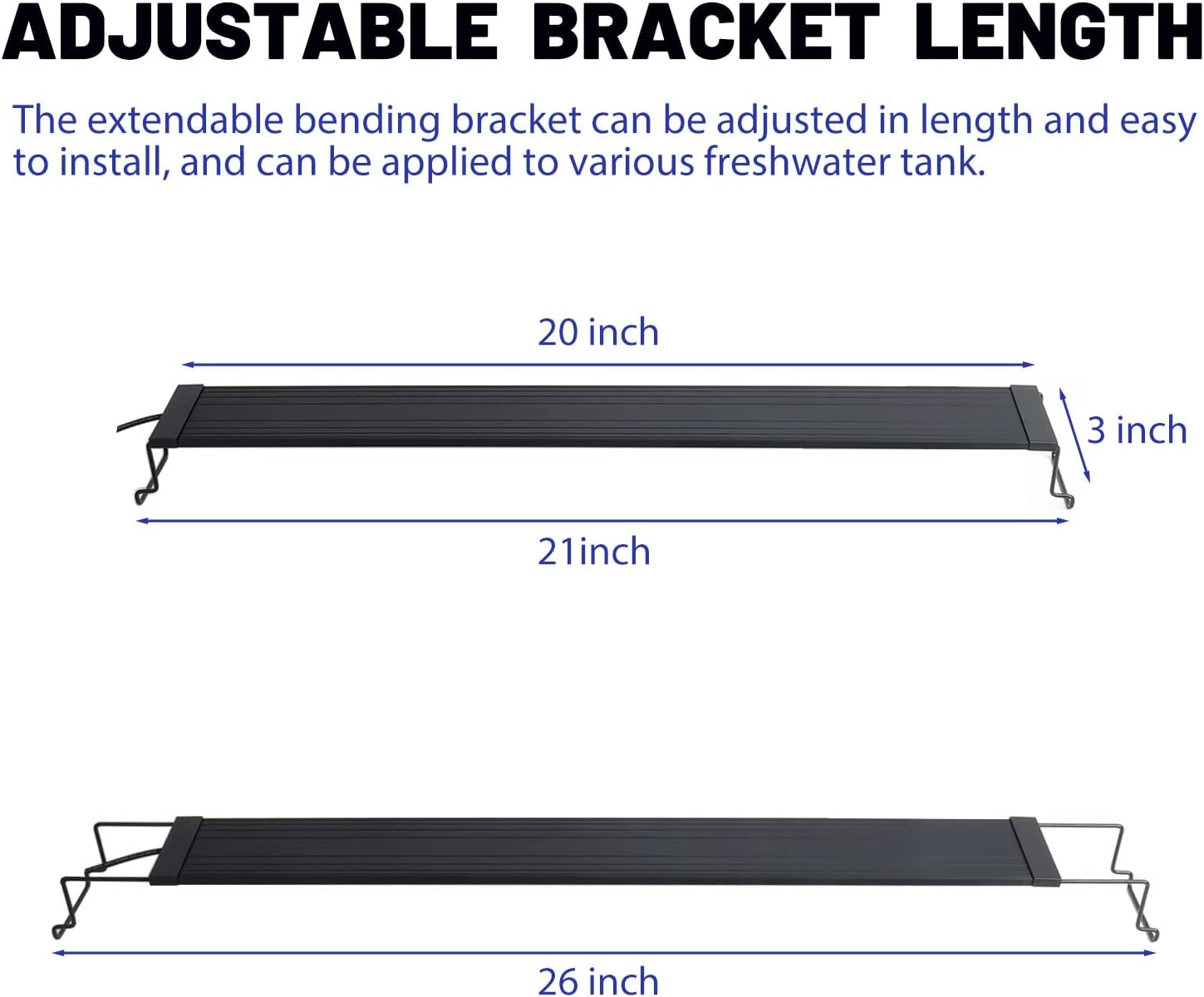 WaterRebirth Wireless Remote Full Spectrum Aquarium LED Light Strip - Ultra-Thin Design with Timer & RGB Modes for Fish Tank Plants (20-26INCH)