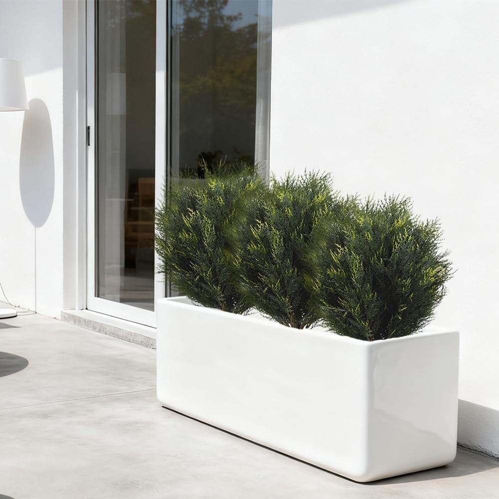27" Artificial Cedar Topiary Shrub UV-Proof Leaves Poteed Artificial Shrubs for Outdoors Plant for Home Office Outdoor and Indoor Decor Porch Plants