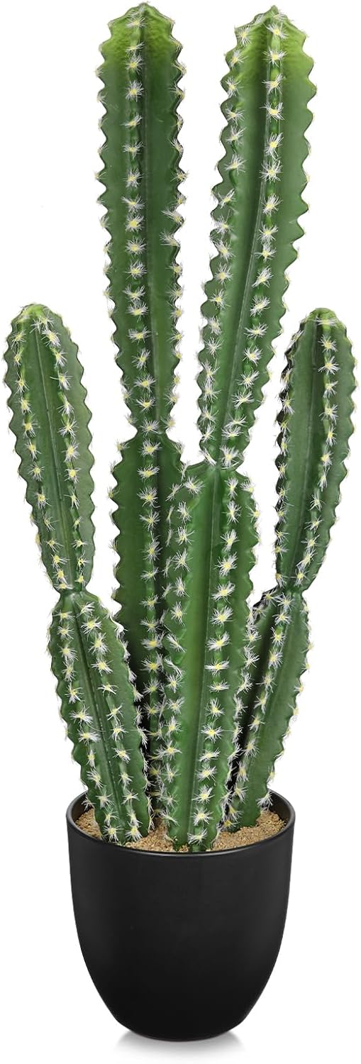 DILATATA Tall Fake Cactus Plant 27.5 inch Large Artificial Cactus Tree 'Candelabra Cactus' Faux Cactus Desert Plants Big Fake Cacti for Home Garden Office Decor