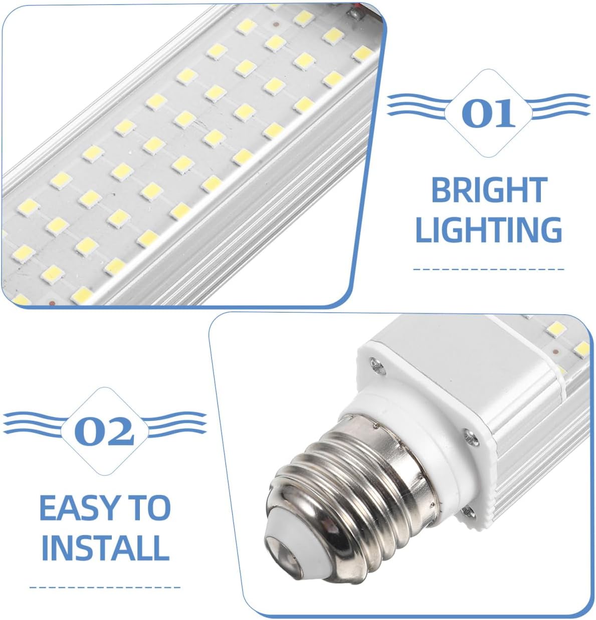 UEETEK E27 Aquarium Light Bulb : 11W White 6500K LED Corn Bulb Fish Tank Light for Coral and Plant Growth, 6.68X1.49X1.38in