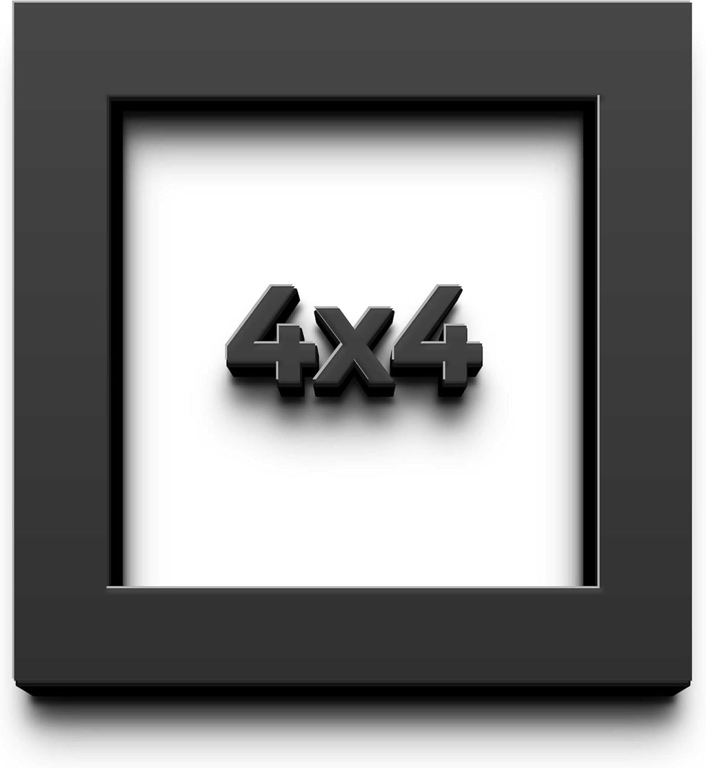 4x4 Black Shadow Box Frame - Contemporary Wood Shadow Box Complete with UV Acrylic, Foam Board Backing & Hanging Hardware