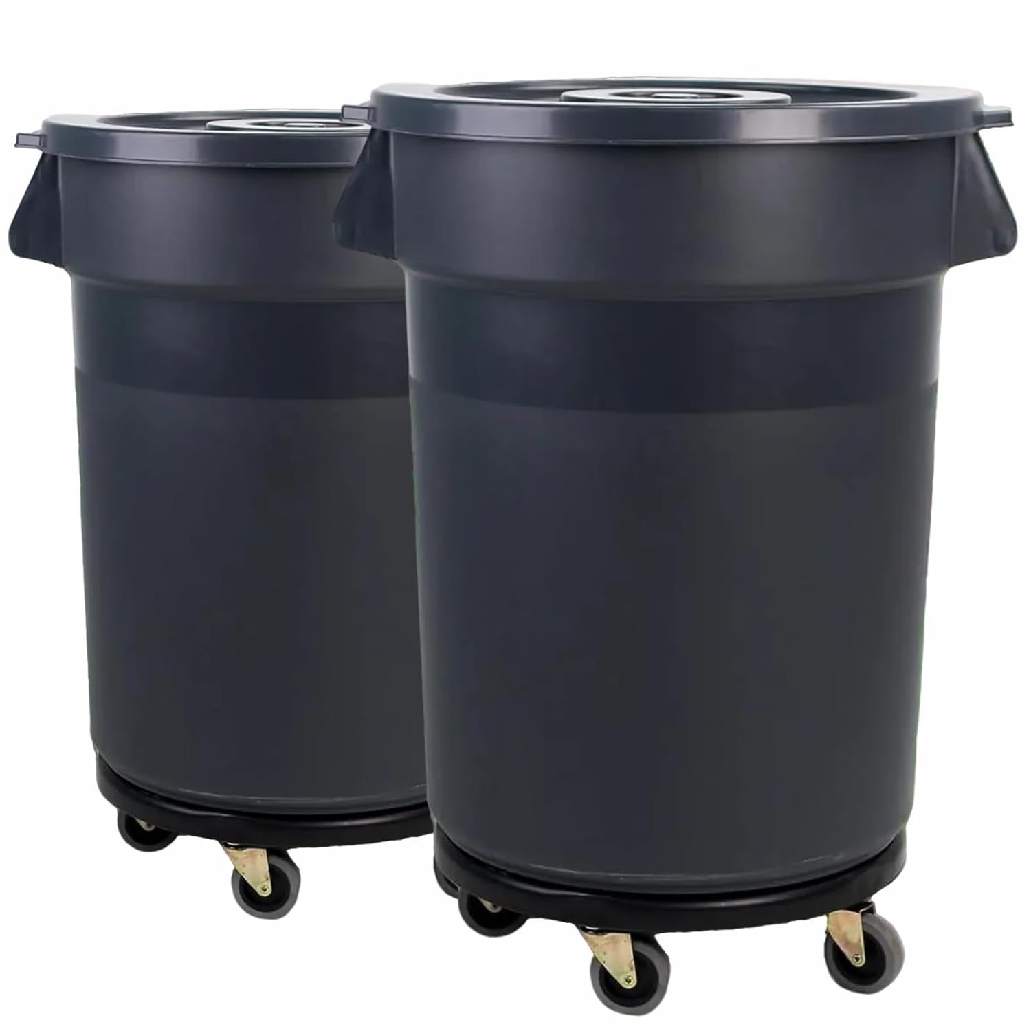 32 Gallon Outdoor Trash Can with Lid and Wheel, Rolling Trash Can with Removable Wheels, Commercial Trash Cans, Outdoor Garbage Can for Kitchen, Garage, Backyard and Patio（2 Pack）