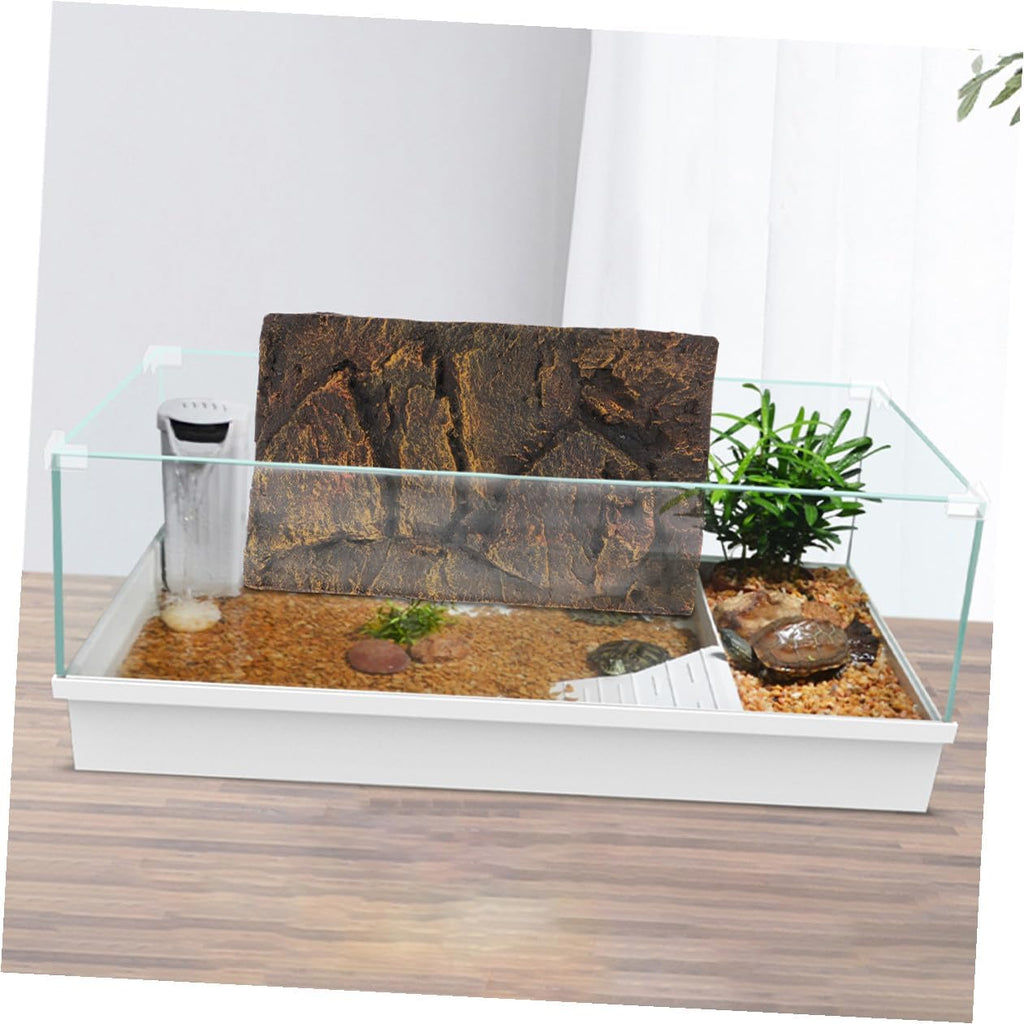 2pcs Reptile Tank Background Board PU Material Lightweight Decorative Aquarium Backdrop for Turtle Lizard and Terrarium Use Natural Rock Effect