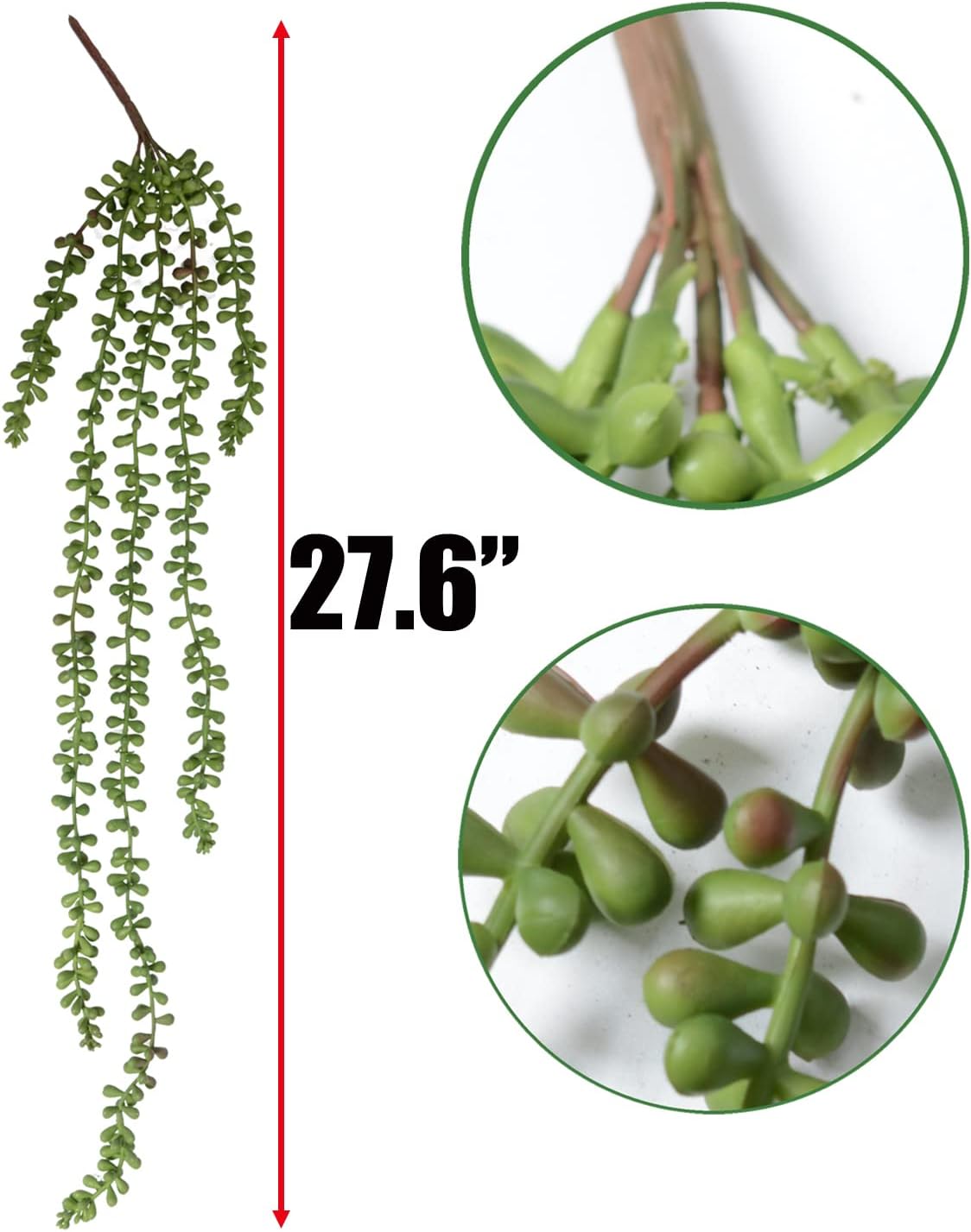 SzJias 3 Pcs String of Pearls Plant Artificial Hanging Succulents Plants for Home Garden Decor (Pots Not Included)