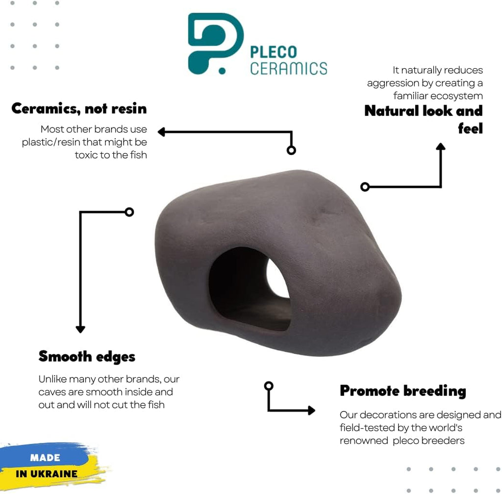 Plecoceramics Cichlid Stone Decoration - Aquarium cave for cichlids, betta, small fish - Fish Tank Hideway Decor - betta Toys Hideout Stones House (Stone Medium)