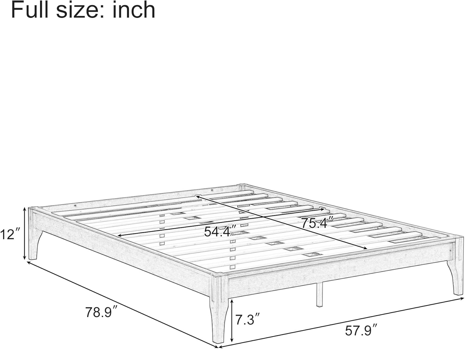 Merax Full Size Bamboo Wood Platform Bed Frame with No Headboard, Under Bed Storage, Wood Slat Support, No Box Spring Needed, Easy Assembly, Natural