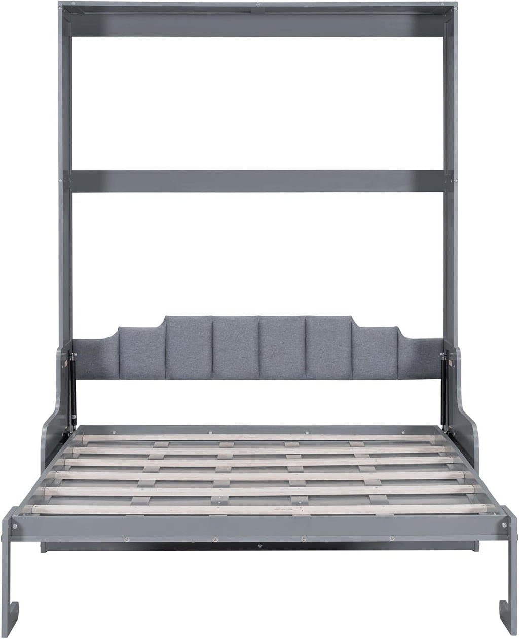 MERITLINE Queen Murphy Bed with Sofa,Wood Folding Murphy Wall Bed Cabinet with Couch (Grey)
