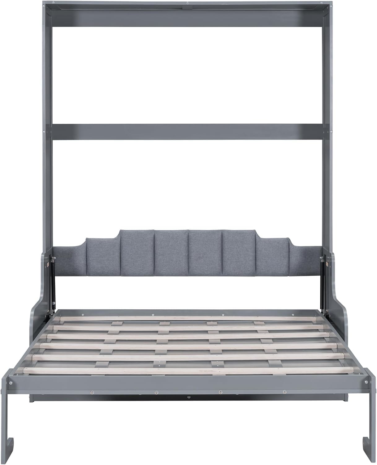 MERITLINE Queen Murphy Bed with Sofa,Wood Folding Murphy Wall Bed Cabinet with Couch (Grey)